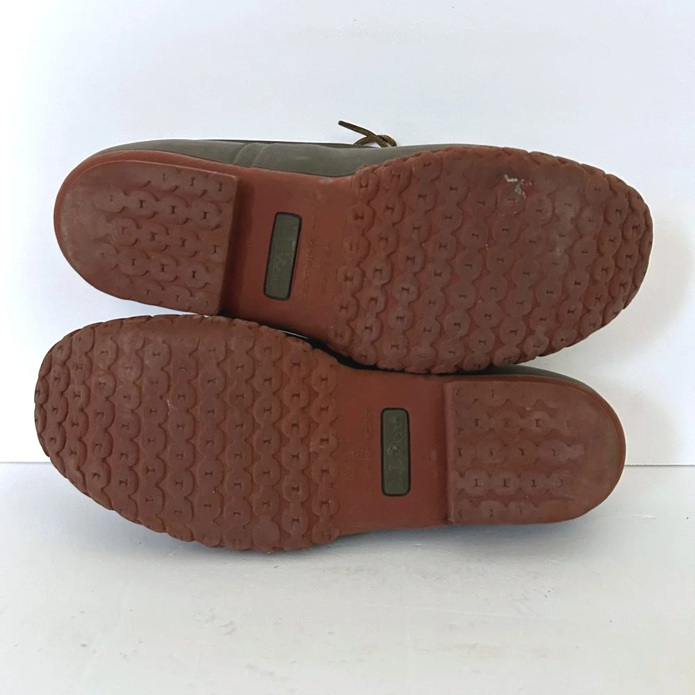 Vintage LL Bean Rubber Moc Boots Mens 10 Green Duck Shoes Leather Trim Maine USA